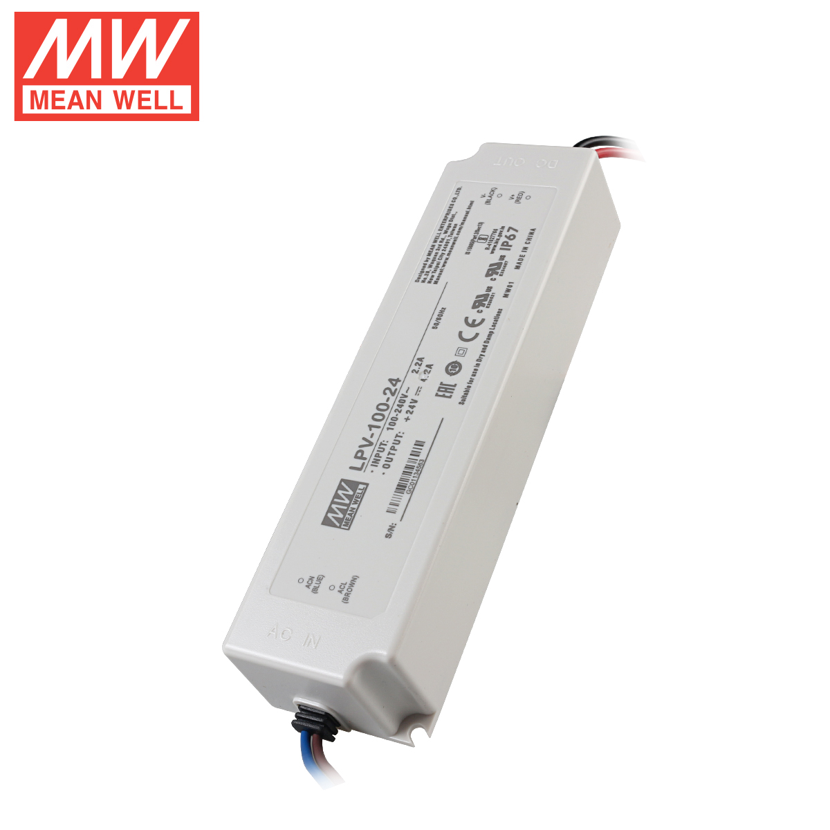 LPV-100-24 台湾明纬电源100W 24V4.2A LED防水电源 IP67恒压电源