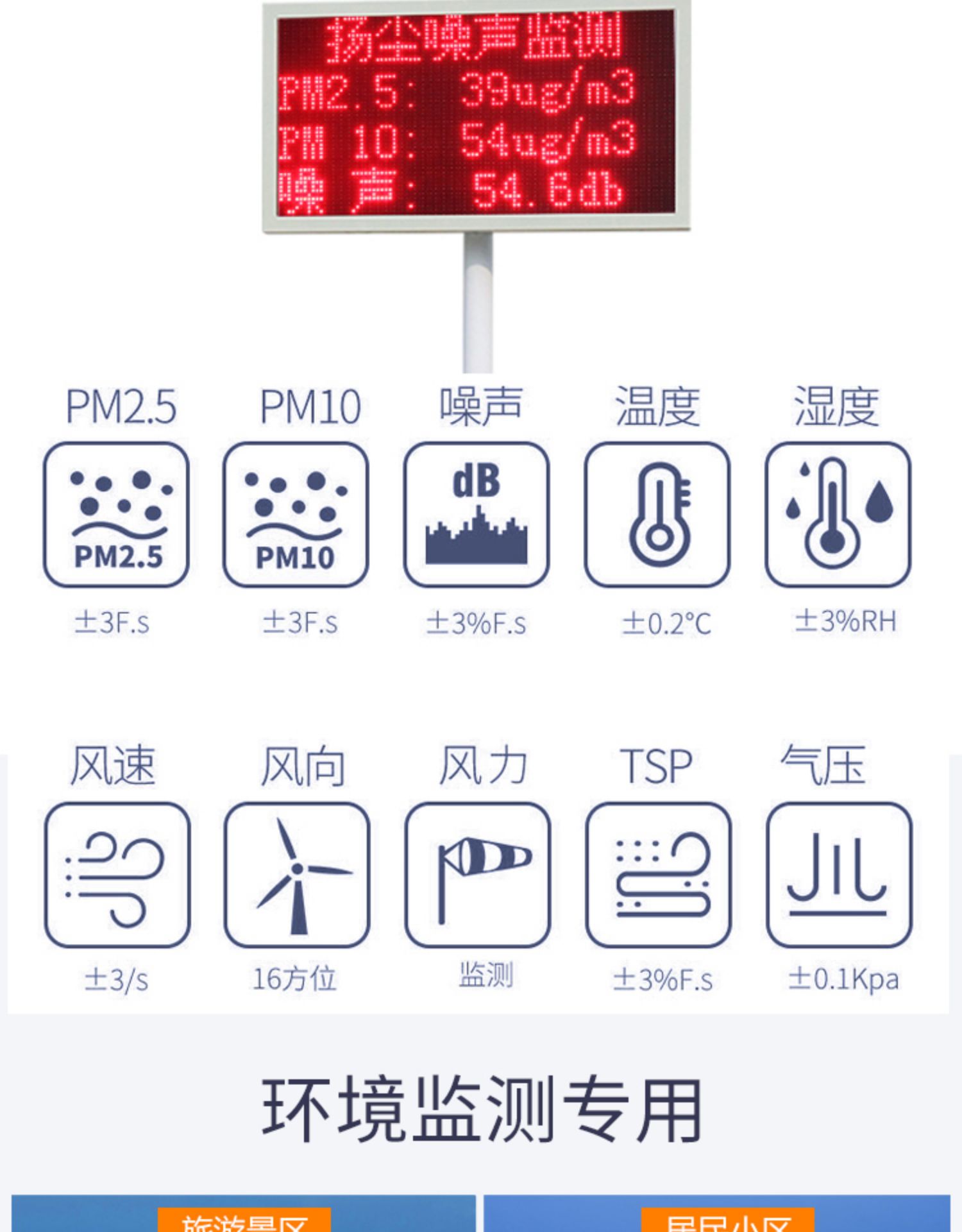 工地扬尘在线噪音监测系统pm10噪声粉尘环境监控设备pm2
