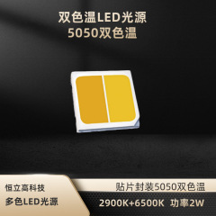 5050双色温灯珠 贴片封装LED灯珠 功率2W 色温2900K+6500K 80RA HLG-T50WW-2W80GJ26-2W80GJ62