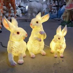 户外发光真小兔子摆件园林树脂动物雕塑幼儿园花园庭院景观草坪装饰灯 420*330*H550mm
