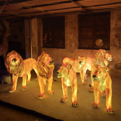 大型动物雕塑玻璃钢园林小品景观灯发光仿真狮子庭院装饰模型迎宾摆件 850*410*H1370mm