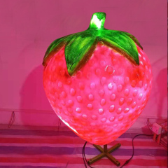 发光大型玻璃钢仿真植物水果草莓西瓜装饰品香蕉水果雕塑农业农场模型造景摆件 苹果500*500*H550mm