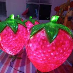 发光大型仿真水果蔬菜雕塑玻璃钢西瓜草莓果园苹果摆件农产品摆饰模型 苹果500*500*H550mm