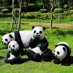户外发光仿真大熊猫玻璃钢工艺品灯仿真动物园林雕塑庭院花园装饰摆件 写实熊猫A400*450*H590mm